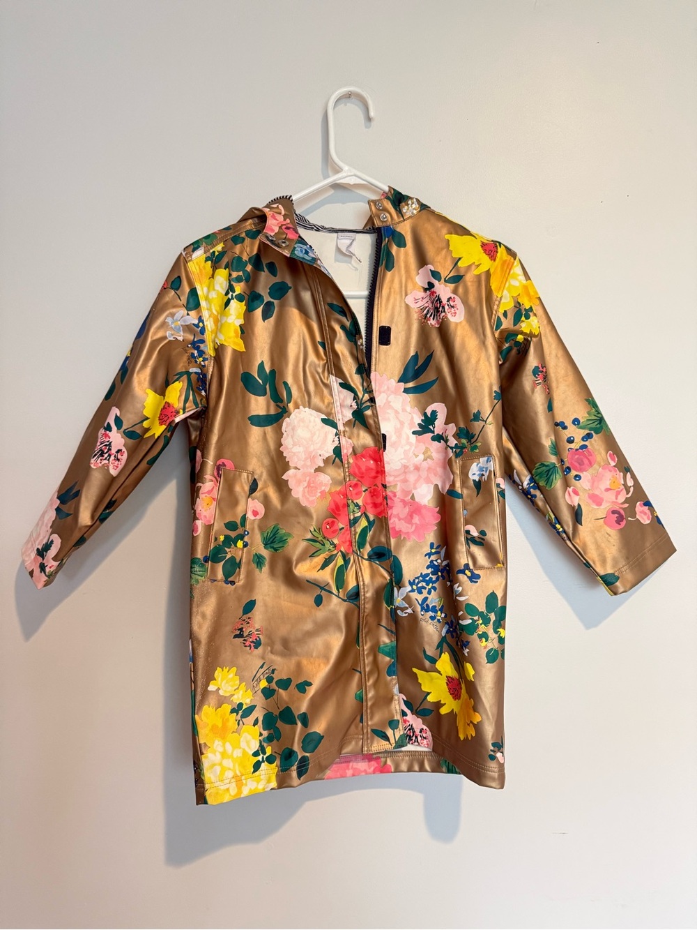 Petite Bateau Girls Gold Floral Rain Jacket See Measurements
